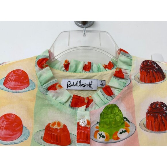 Rachel Antonoff Jello Stripe Print Drew Shirt Dress Rainbow Jelly Mold Belt L - Picture 5 of 16